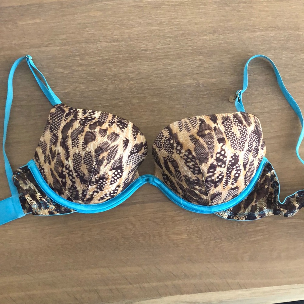 Teal and Leopard Victoria Secret Push up Bran